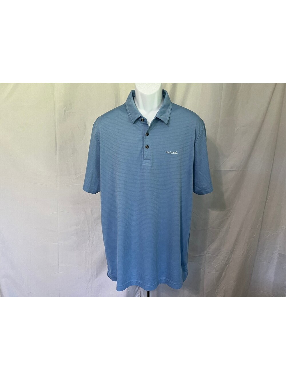 Travis Mathew Men's Light Blue w/ White Current s/s Golf Polo Shirt XL EUC